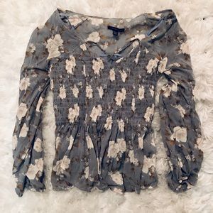Blue Floral American Eagle Top